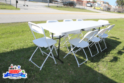 2 8' tables with 20 folding chairs