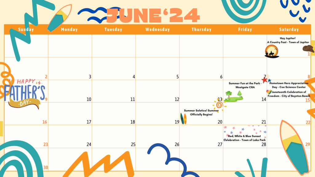 June Event Calendar, JupiterBounce events, June Events in Palm Beach County, June, Event Rental Company, JupiterBounce, Inflatable Rentals, Jupiter, Town of Jupiter Events, Boynton Beach, Boynton Beach Events